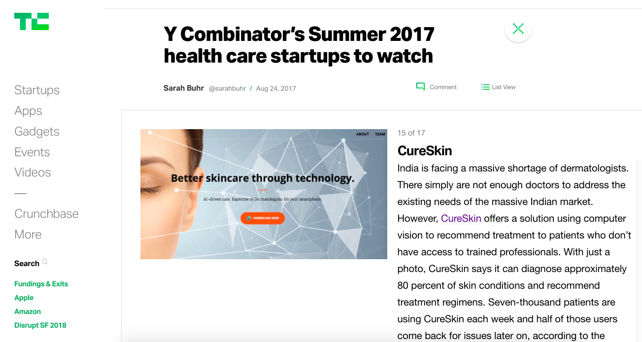 " Y Combinator’s Summer 2017 health care startups to watch"